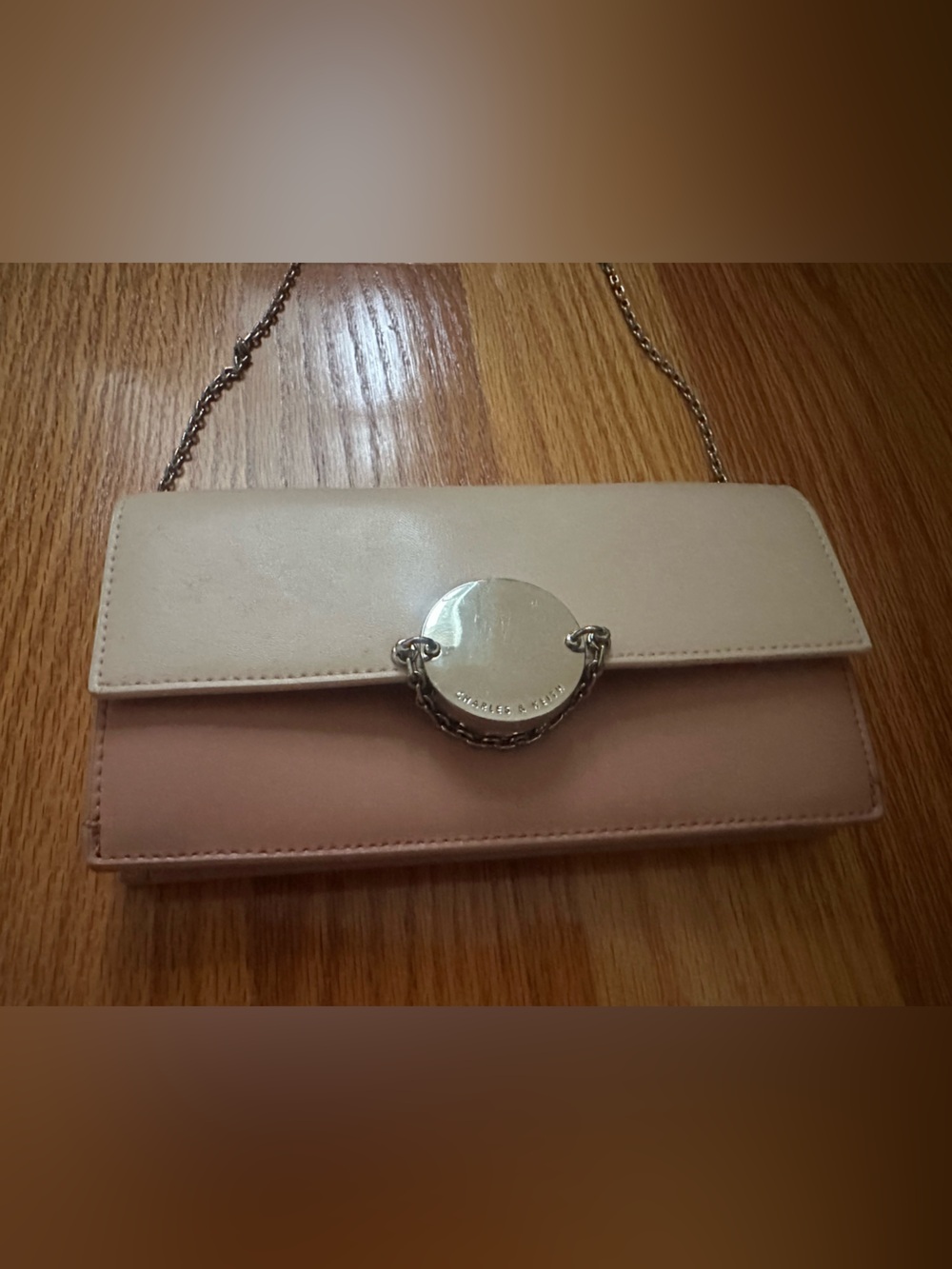 Charles and Keith Chain Link Long Wallet Light Pink